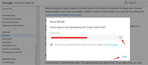 google search api key.